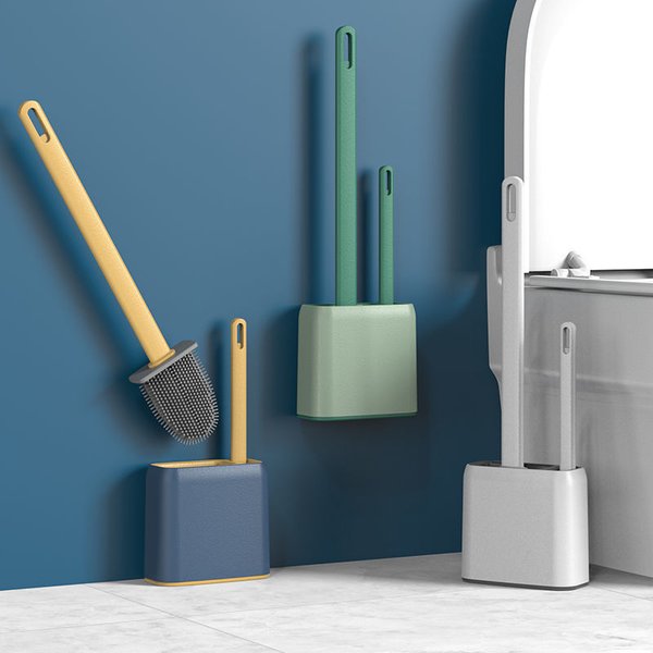 WIKBathroom-Brosse de toilette respirante en silicone, 2 en 1, manche long, livres, mural, accessoires, outils