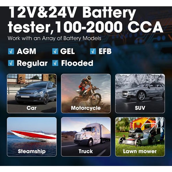 TOPDON BT200 12V 24V Autobatterie-Lastprüfgerät Ladesystem-Analysator 2000CCA