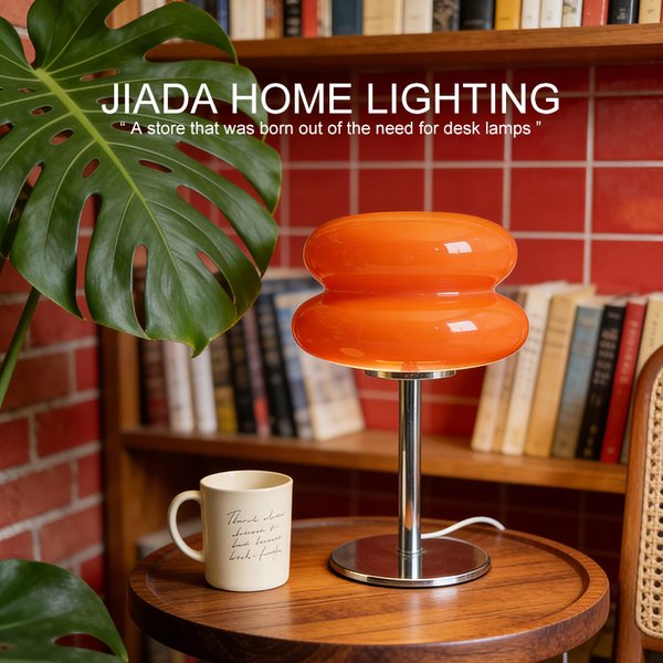 Mid-Century Ins Macaron Creme Doppelschicht-Glas Tischlampe Nordischer Stil Wohnzimmer Schlafzimmer Arbeitszimmer Nachttisch Hamburger Eierkuchen
