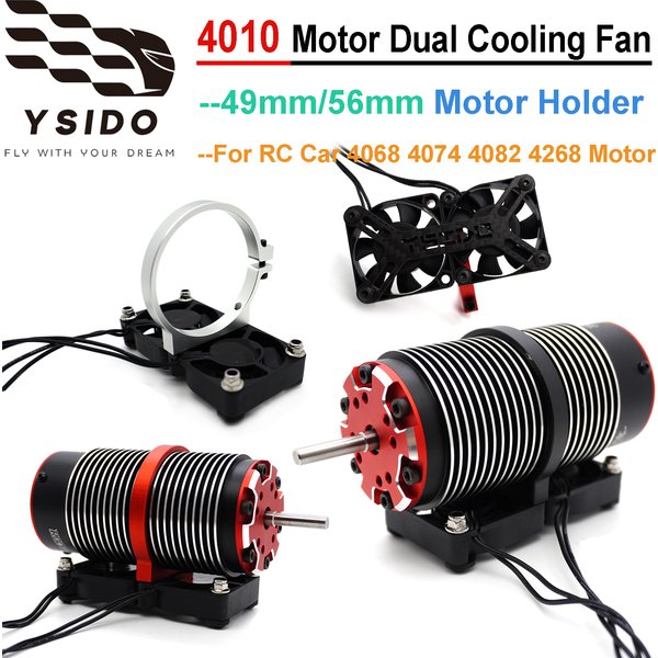 YSIDO RC Motor Schnelllüfter 4010 Kühlkörper 49 mm 56 mm Halter verstellbare Halterung für 1/8 Traxxas ARRMA Rennwagen 40–42 mm Motor