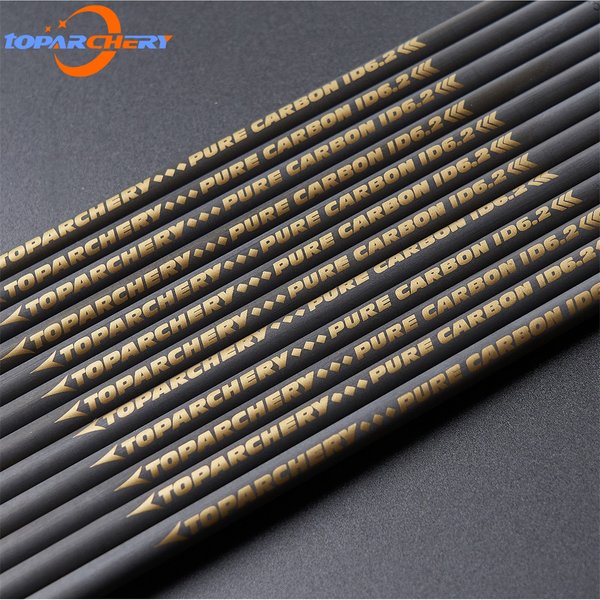 Toparchery 12/24 sztuk 33 "DIY czysty węgiel strzałka wał ID 6.2mm kręgosłupa 300 350 400 500 600 łucznictwo wał do łuków strzelanie