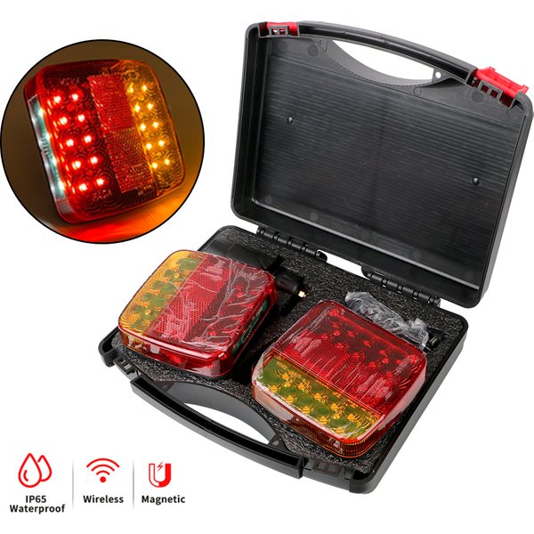 Enquêter arrière magnétique LED sans fil pour remorque de camion, feu arrière, signal, frein à l'iode, caravane, camping-car, camion