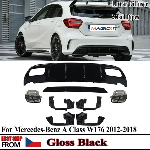 Magickit für Mercedes eine Klasse 12-18 w176 a45 amg Stil Hecks toß stangen diffusor & Auspuffs pitzen a45 Heckspoiler Autozubehör
