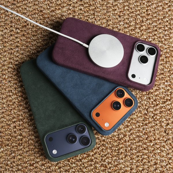 Etui magnetyczne Magsafe ALCANTARA do iPhone 18 17 Pro Max Air 17e 16e 16 15 14 Plus 13 Mini 12 Pro Max, tylna obudowa