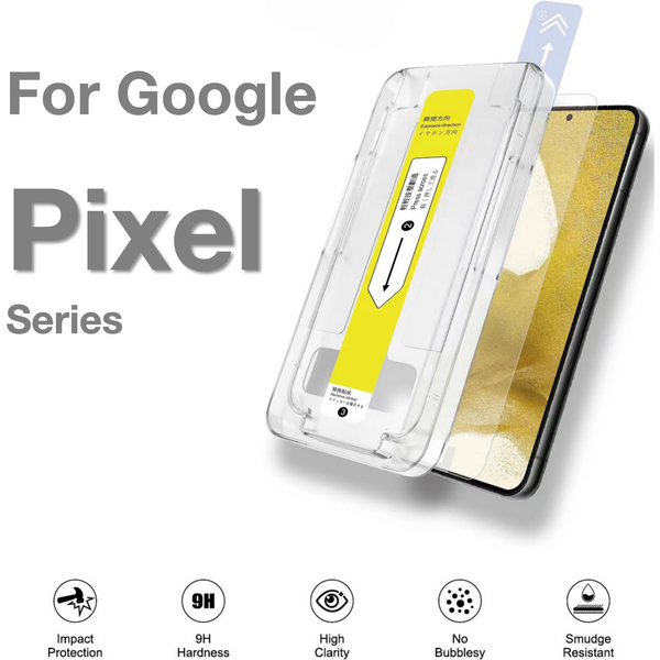 Protection d'écran en verre trempé anti-poussière pour Google Pixel 11 10A 6a 7 7a 8 8a 9 9a 10 Pro XL avec kit d'installation et outil de retrait