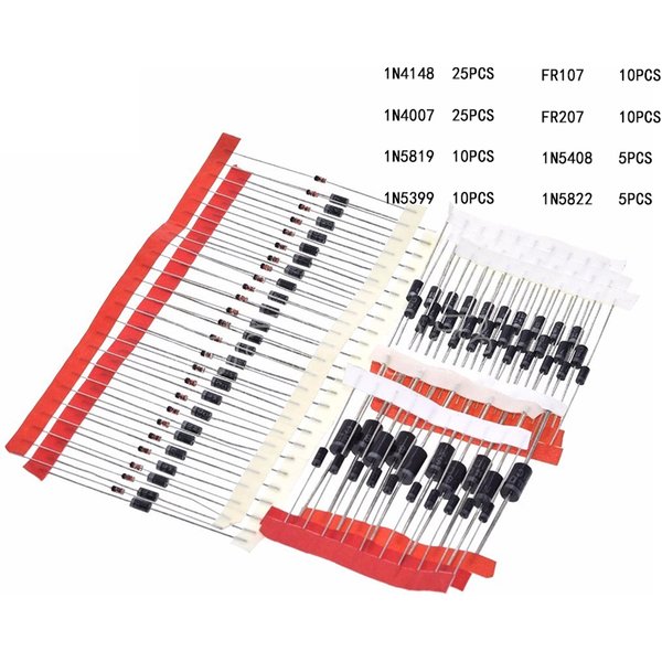 Kit de diodes Schottky à commutation rapide, composants électroniques, 1N4148, 1N4007, 1N5819, 1N5399, 1N5408, 1N5822, FRknit, FR207,8 valeurs = 100 pièces