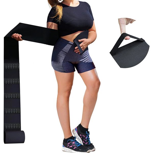 Figurformender Bandagen-Wickelgürtel mit Hakenverschluss, schlankmachender Gürtel, langer Torso-Band, Taillentrainer, Sauna-Workout-Gürtel, Korsett