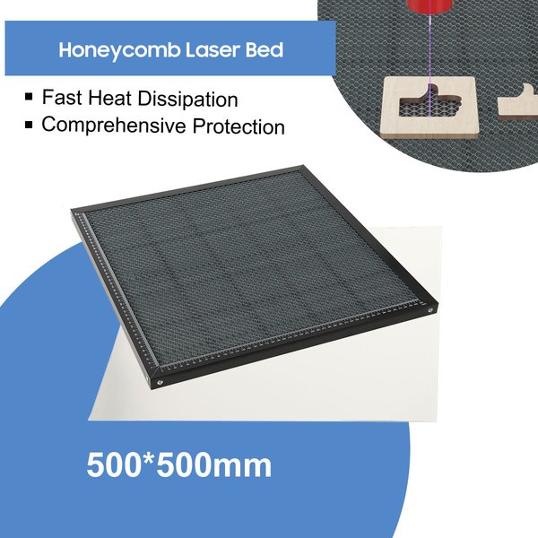 Laser-Wabenbett 500x500mm mit Aluminiumplatte und Messmarkierungen, Stahl-Waben-Arbeitstisch für CO2-Diodenlaser-Schneiden und -Gravieren, feuerfestes, rostfreies Doppelschutzdesign