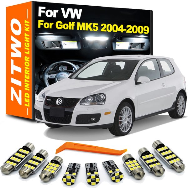 ZITWO 14-teiliges komplettes LED-Innenkuppel-Fußplatten-Licht-Set für VW Volkswagen Golf MK5 5 V GTI 2004 2005 2006 2007 2008 2009