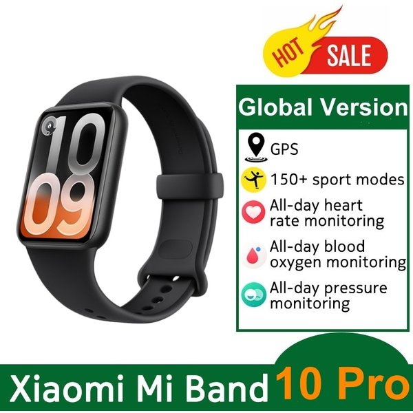 Version Globale Xiaomi Smart Band 10 Pro Écran AMOLED 1,74 pouces Autonomie de 21 jours Plus de 150 modes sportifs 5ATM Bluetooth 5.4 Double appareil