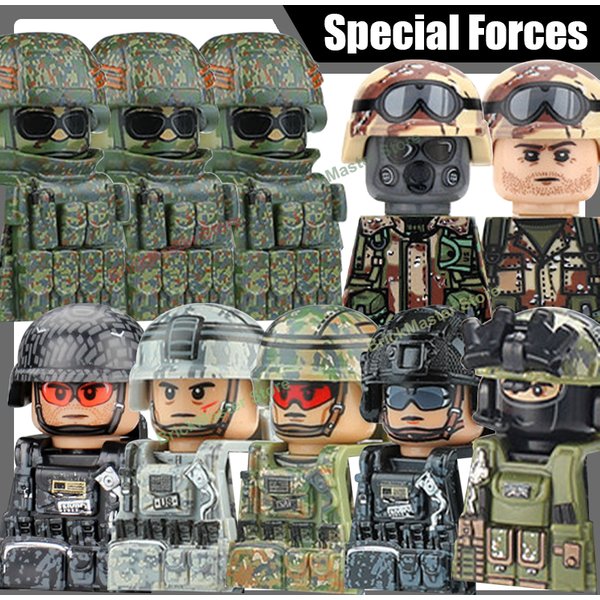Klocki konstrukcyjne MOC Wojskowe Komandosy Siły Specjalne Rosja Brytania Miasto SWAT Policja Żołnierz Figurka VDV Plecak Cegły Zabawka Prezent