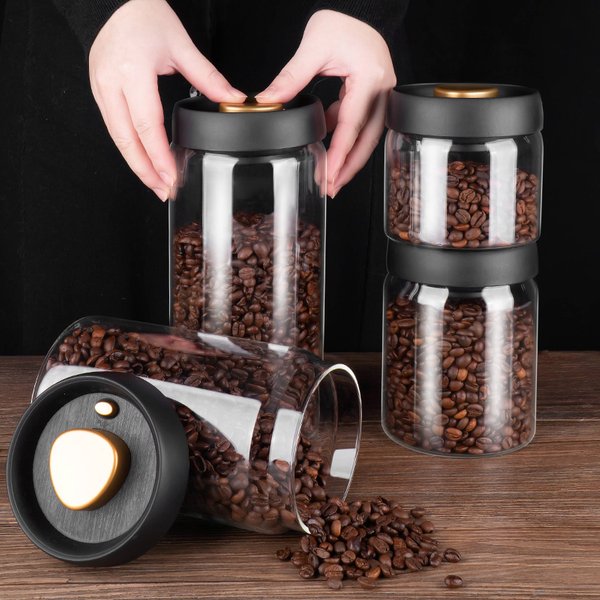 PARACITY-Pot en Verre Scellé Sous Vide pour Grains de Café Précieux, Récipient Étanche à l'Humidité, Extraction d'Air Domestique, Service à Café