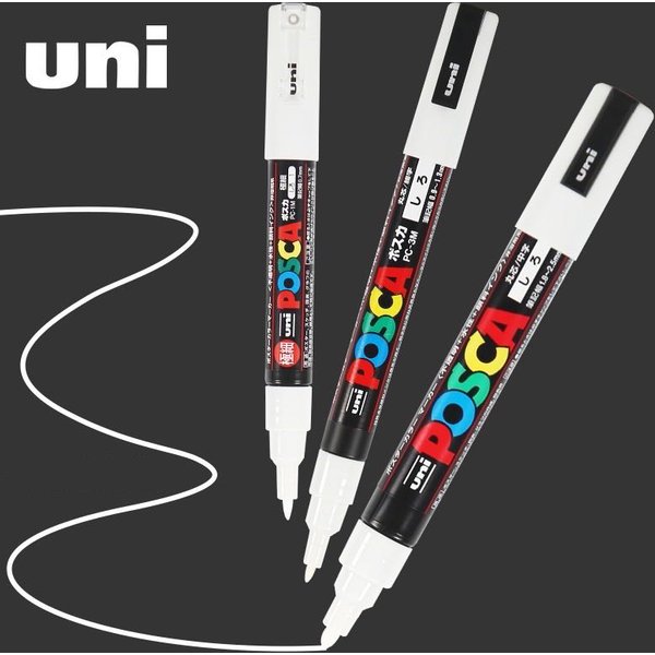 Uni Posca White Markers,Acrylic Waterproof permanente Paint Pen PC-1M 3M 5M POP Poster Advertising Art Supplies posca marcadores