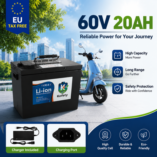 60V Lithium-Ionen-Akku-Pack 18650 Zellen 20AH, eingebaute BMS-Platine, kompatibel mit 500W-3000W Elektromotoren für Roller, inklusive Ladegerät