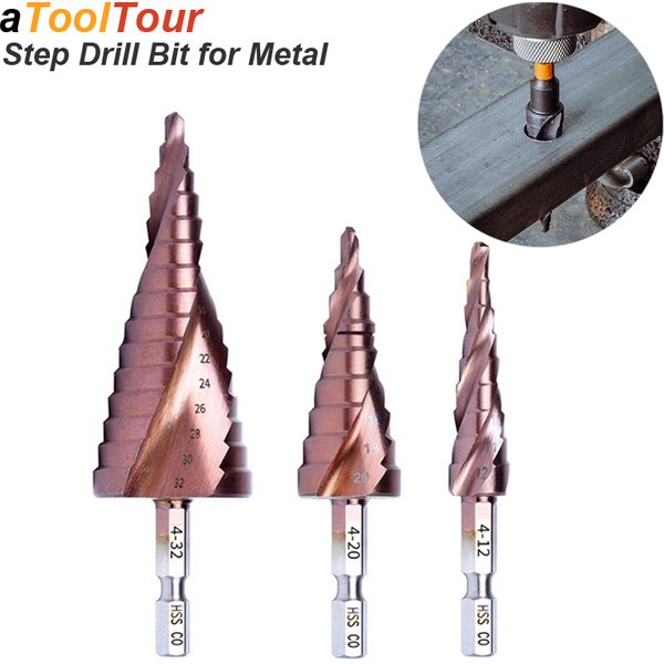 M35 Cobalt Step Drill Bit Stepper Cone for Metal Aluminium Alloy Steel HSS CO High-Speed Steel Conical Hex Shank Hole Cutter Set