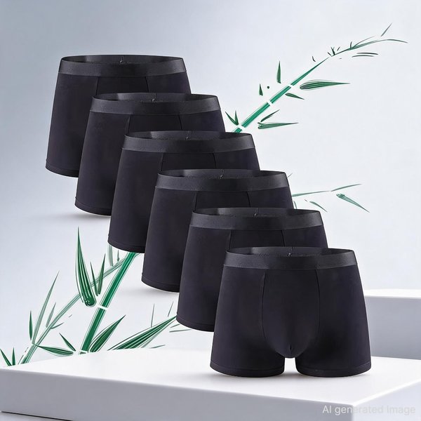 6 Stück Herren-Unterwäsche aus Bambusfaser, einfarbig, schlichte Herren-Boxershorts, hochwertiger Stoff, Slips Weiche Atmungsaktive Slips 2028