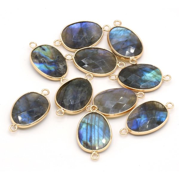 1pc Natural Stone Shiny Pendants Gold plated Labradorites Connector for Fashion Jewelry Making Diy Necklace Bracelet Crafts