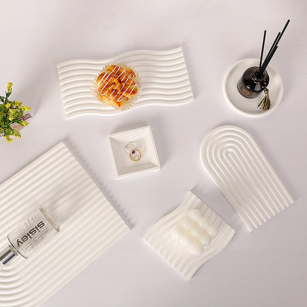 Gypsum Jewelry Display Tray Jewelry Holder Organizer Storage Tray Display Plate Ring Bracelet Necklace Jewelry Decoration