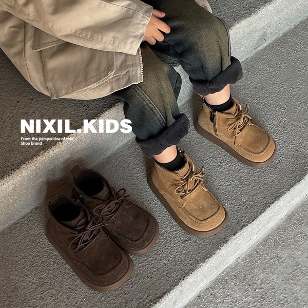 Kinder Schneeschuhe Mädchen warm Plüsch Geniune Leder Winters tiefel Jungen weiche Sohle Wildleder Outdoor Stiefeletten Größe 22-33