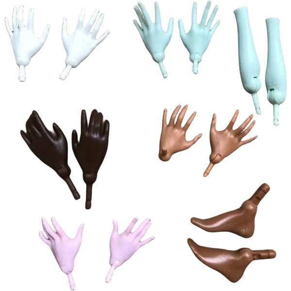 1/6 Puppe Ersatz Hände Ellenbogen Füße Schwarz Braun Weiß Beige Weiß Rosa Haut Puppe Teile Original Puppe Zubehör