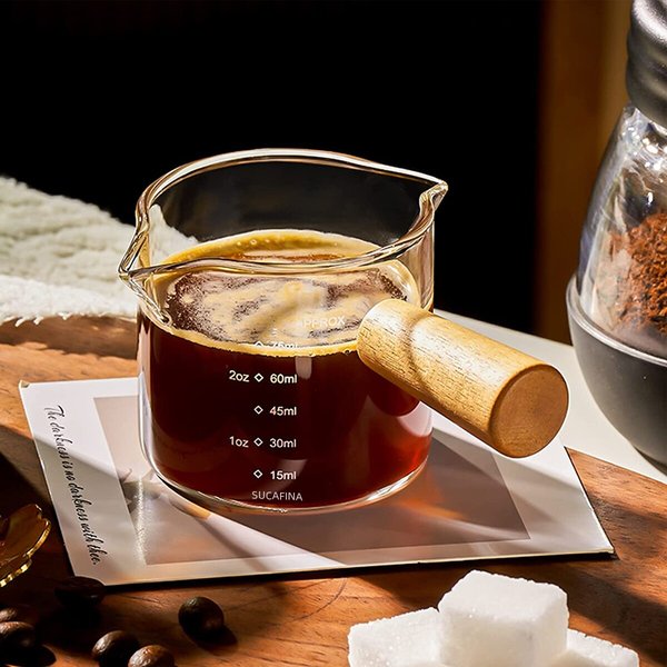 Tasse à mesurer expresso en verre résistant à la chaleur de 75ml, pichet à lait en verre à Double/simple bouche avec poignée, tasses à mesurer à l'échelle en verre