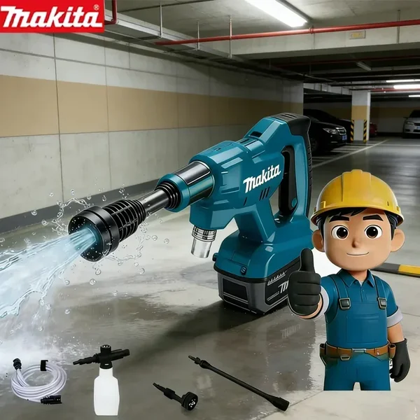 Makita DHW180 18V Lithium-Akku Tragbarer Kabelloser Hochdruckreiniger Autowaschpistole mit 5 Modi für Outdoor, Camping und Garten Makita