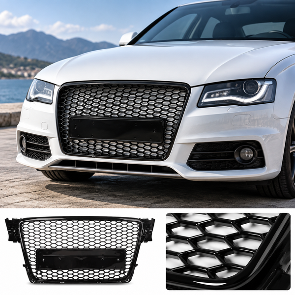Wabenförmiger schwarzer Frontgrill mit sechseckigem Gitter für Audi A4 B8 8T S4 2008-2012