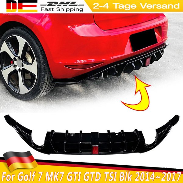 Glänzend schwarzer Heckdiffusor-Spoiler mit Brems-LED-Bodykit für Golf 7 Standard MK7 GTI GTD TSI 2014~2017 Schrägheck