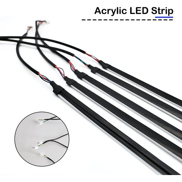 Accessoires de lumière ambiante de voiture, bandes acryliques 110cm 90cm 75cm 35cm 20cm, couleurs complètes RGB, intérieur de voiture, contrôle par application Bluetooth