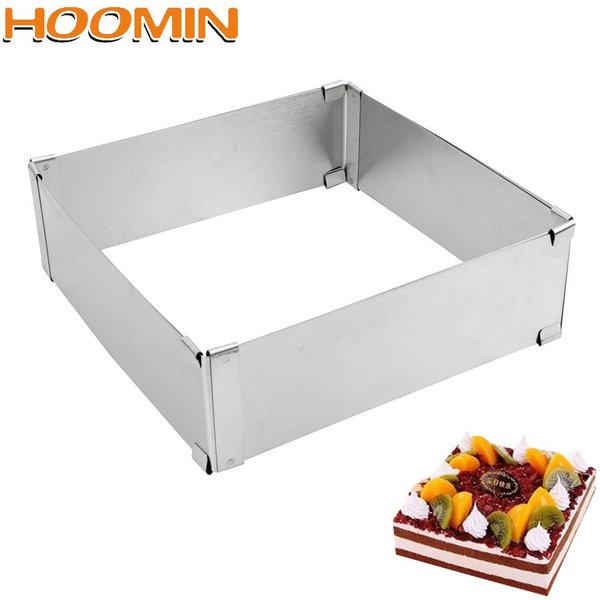 HOOMIN ustensiles de cuisson anneau de Mousse réglable outil de cuisson de Dessert en acier inoxydable bricolage moule de décoration de gâteau moule de gâteau carré