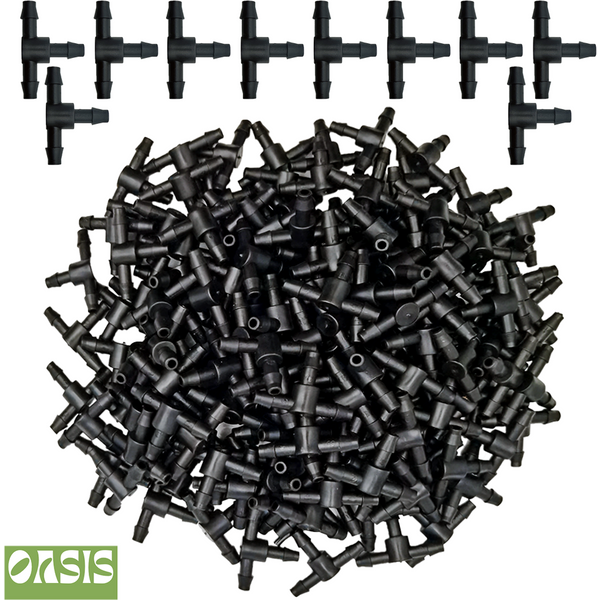 OASIS 50PCS Plastic Barbed 3-Way TEE Connector for 4/7mm Tubing Watering Pipe Hose Couplings Micro Drip Irrigation Garden Tools