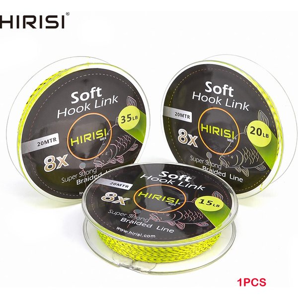 Hirisi 1PCS Karpfen Angelschnur Weichen Haken Link 8 Strang 20m Karpfen Leadcore Braid Linie Haar Rig angeln Zubehör Terminal Tackle