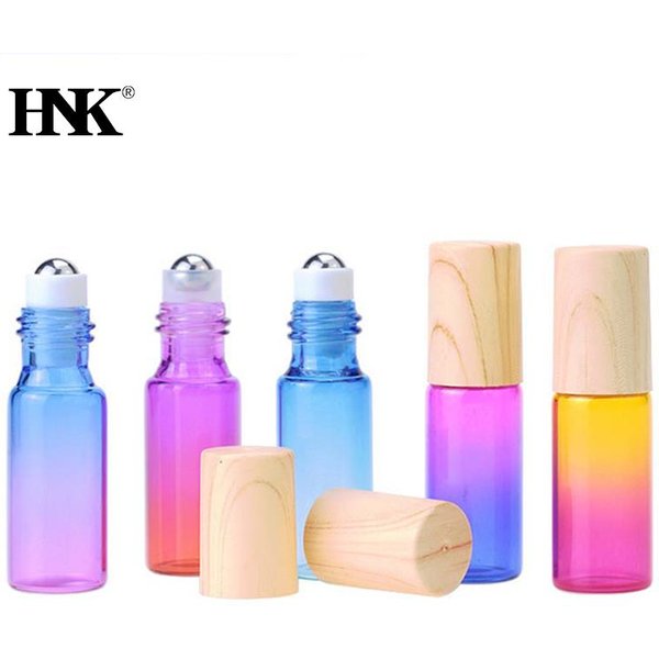 Bouteilles en verre épais à rouleau de 5ml, 5 pièces, bouteille vide de couleur dégradée, bouteille à bille roulante pour huile essentielle, Kit de voyage