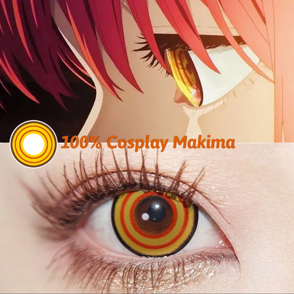 2 sztuki kolorowych soczewek kontaktowych roczne żółte soczewki kontaktowe z okazji ukończenia szkoły darmowa wysyłka Makima Cosplay