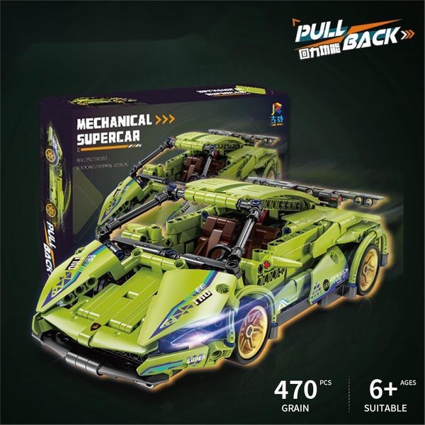 Décennie s de construction techniques de modèle de voiture de course pour enfants, briques de véhicule MOC, nervure arrière d'automobile, jouets de construction, bricolage, super