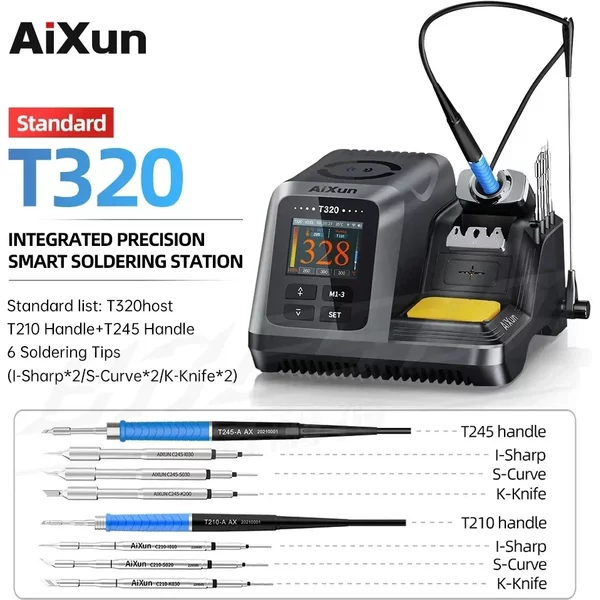 Station de soudage AIXUN T320 200W, chauffe en 2 secondes, pâte à souder T245, poignée de soudage C210, embout pour réparation de téléphones portables, machine à souder