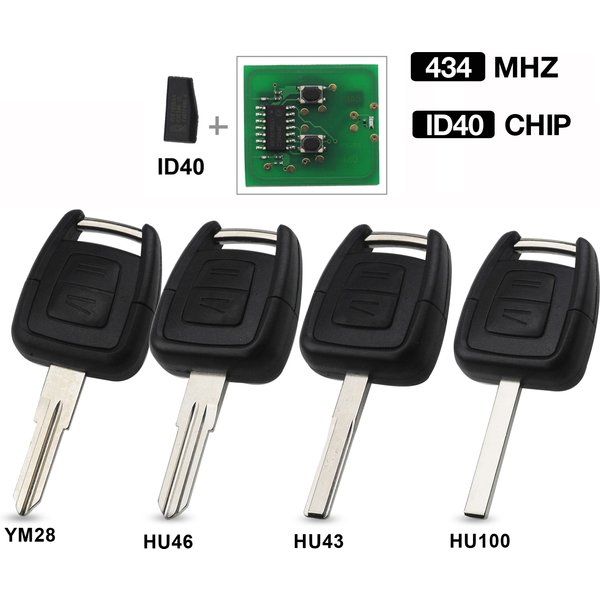 jingyuqin 2 BTN 433Mhz ID40 Chip Remote Key For Opel Vauxhall Vectra Zafira OP1 24424723 With HU43 HU100 YM28 HU46 Blank Blade