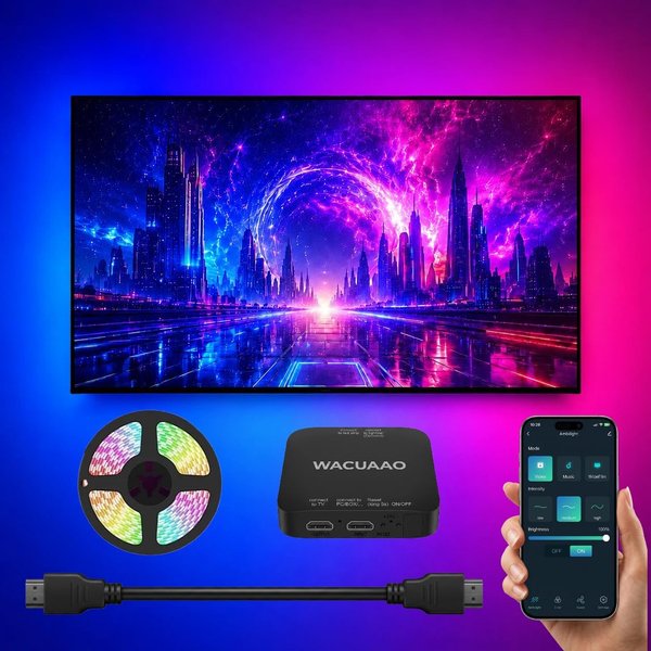 HDMI 2.0/2.1 TV LED Backlight RGBIC Screen Sync Lights With HDMI Sync Box for 40-100 Inch TV, Works with PS5/Xbox/Apple TV