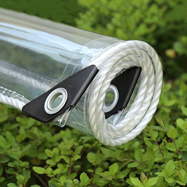 Wodoodporna przezroczysta plandeka PVC z oczkami Odporne na warunki atmosferyczne trwałe baldachimy Składana osłona przeciwdeszczowa 0,3 mm do mebli ogrodowych
