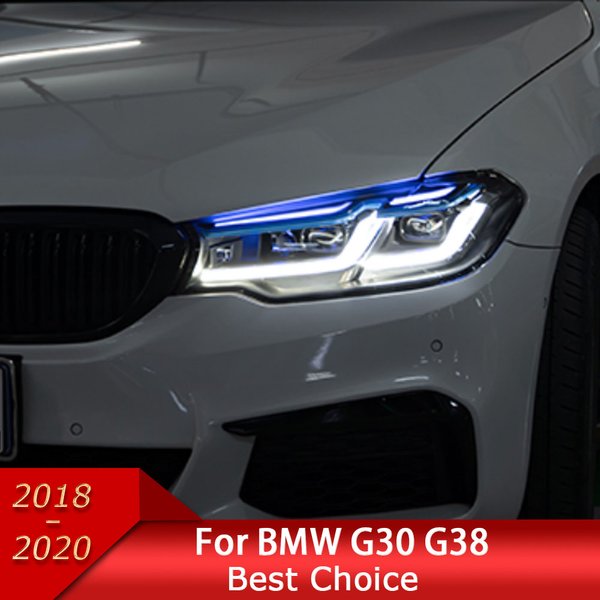 AKD-Lampe Frontale LED avec Clignotant et Faisceau Haut, Lentille de Projecteur Angel Eye pour BMW G30 G38 2018-2020 525i 530i M5 DRL