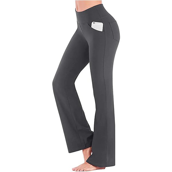 Pantalon évasé à jambes larges pour femmes, taille haute, décontracté, de Yoga, ample, extensible, avec poches, pantalon Long de carrière