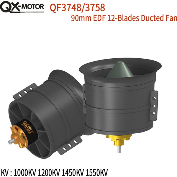 QX-MOTOR 90mm EDF 12 Blades Ducted Fan QF3748 3758 Brushless Motor 1000kv 1200kv 1450kv 1550kv CWCCW For Remote Control Toy Part