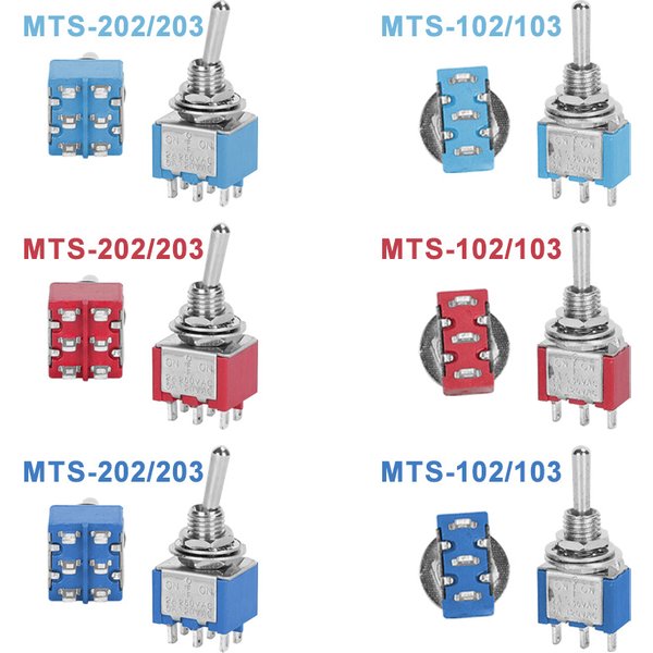 10 Stück wasserdichte Kappe Miniatur-Kippschalter EIN-AUS-EIN / EIN-EIN SPDT DPDT MTS-102 MTS-103 MTS-202 MTS-203 Wippschalter