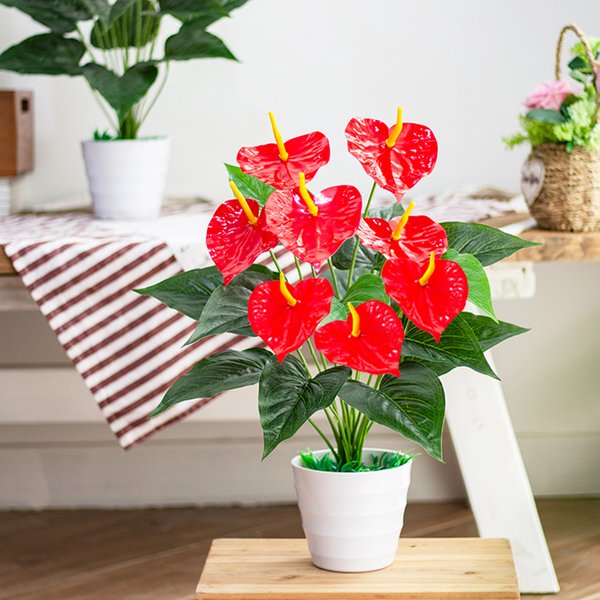 Feuilles de Monstera artificielles de 53cm, feuilles de palmier en plastique pour la maison, faux arbre vert Anthurium, grande plante d'herbes pour décoration extérieure de jardin