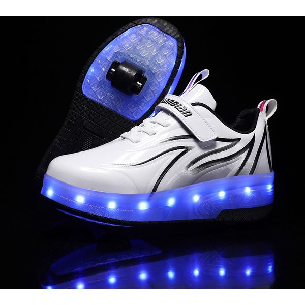 Chaussures de patins à roulettes légères Led à deux roues pour enfants, baskets lumineuses pour garçons et filles, Skateboard avec chargeur USB