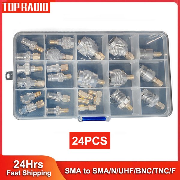 24PCS SMA RF Koaxial Adapter Kit SMA M/F zu TNC UHF BNC N F Männlich Weiblich koaxialkabel Stecker WiFi Radio Antenne Konverter Set