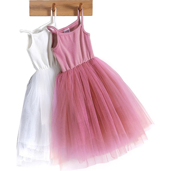 Robe de princesse en Tulle pour petites filles, sans manches, à bretelles, pour fête d'anniversaire, douce et décontractée, nouvelle collection été