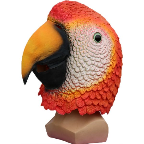 Funny Red Parrot Mask Costume Party Performance Latex Animal Headpiece Party Silly Costume Halloween Prop
