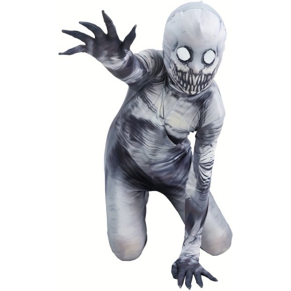 Halloween Grim Reaper Skeleton Role Play Costume Printed Horror Mask Play Zipper Jumpsuit Kids Party Stage Performance Costume