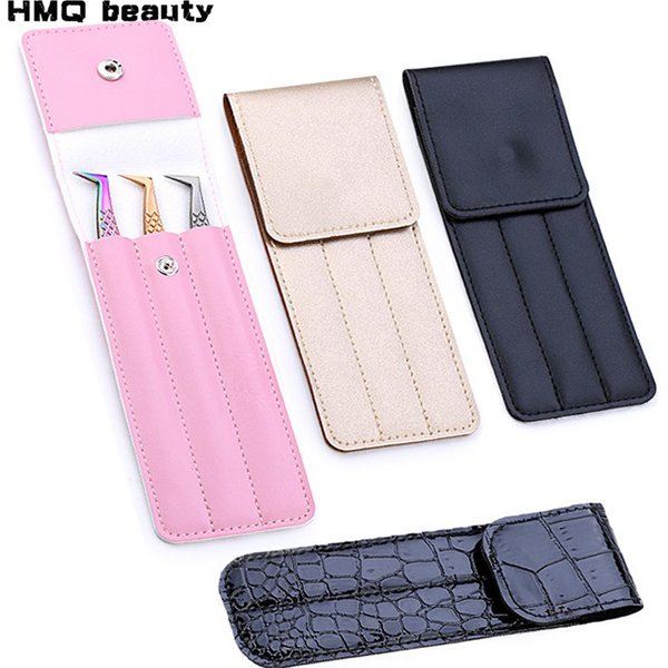 Eyelash Extension Special Tweezers Leather Case Professional storage bag for tweezers Eyelashes Kit Portable safe makeup tools
